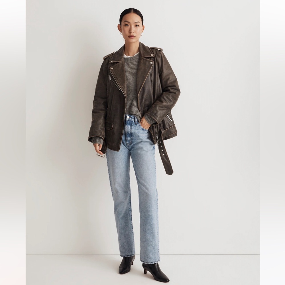 Madewell Distressed Leather Oversized Moto Jacket